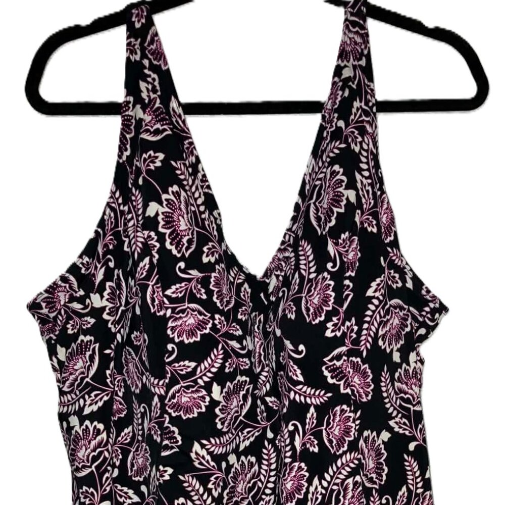 Swimsuits For All Black/Pink Women's Plus Size Swimsuit Size 26